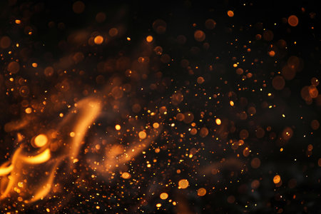Fuel your creative projects with this vibrant image of flames on a bold black background, adding intensity to your designs.の素材