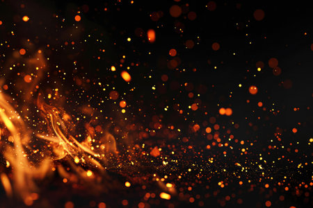 Fuel your creative projects with this vibrant image of flames on a bold black background, adding intensity to your designs.の素材