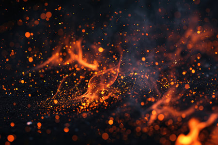 Fuel your creative projects with this vibrant image of flames on a bold black background, adding intensity to your designs.の素材