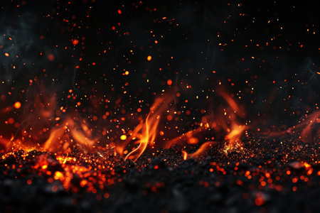 Fuel your creative projects with this vibrant image of flames on a bold black background, adding intensity to your designs.の素材