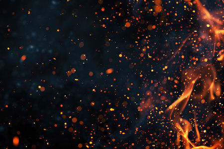 Fuel your creative projects with this vibrant image of flames on a bold black background, adding intensity to your designs.の素材