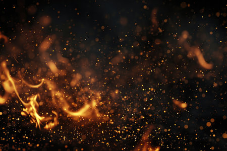 Fuel your creative projects with this vibrant image of flames on a bold black background, adding intensity to your designs.の素材