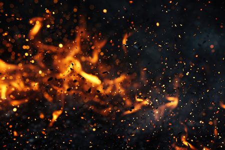 Fuel your creative projects with this vibrant image of flames on a bold black background, adding intensity to your designs.の素材