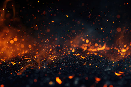Fuel your creative projects with this vibrant image of flames on a bold black background, adding intensity to your designs.の素材