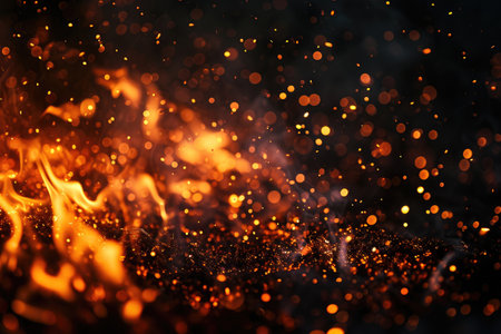 Fuel your creative projects with this vibrant image of flames on a bold black background, adding intensity to your designs.の素材