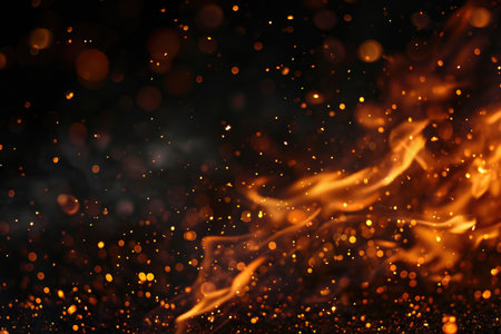 Fuel your creative projects with this vibrant image of flames on a bold black background, adding intensity to your designs.の素材