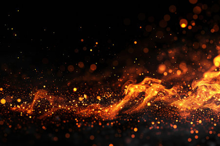 Fuel your creative projects with this vibrant image of flames on a bold black background, adding intensity to your designs.の素材