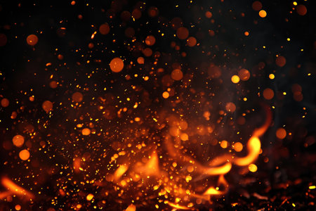 Fuel your creative projects with this vibrant image of flames on a bold black background, adding intensity to your designs.の素材