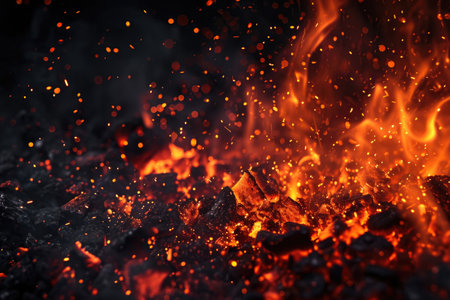 Fuel your creative projects with this vibrant image of flames on a bold black background, adding intensity to your designs.の素材