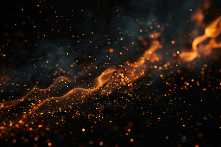 Fuel your creative projects with this vibrant image of flames on a bold black background, adding intensity to your designs.の素材