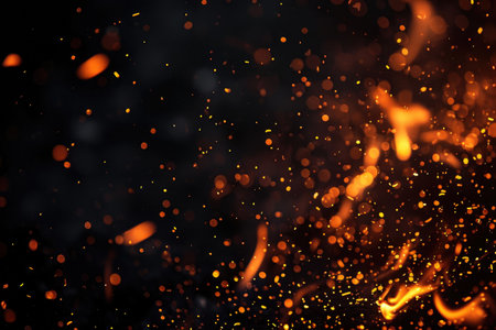Fuel your creative projects with this vibrant image of flames on a bold black background, adding intensity to your designs.の素材