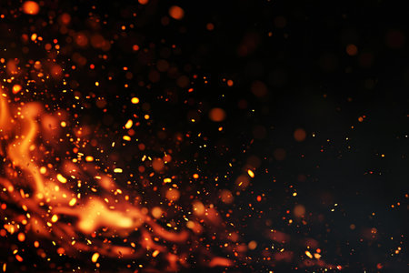 Fuel your creative projects with this vibrant image of flames on a bold black background, adding intensity to your designs.の素材