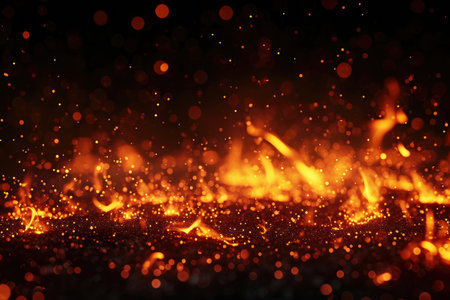 Fuel your creative projects with this vibrant image of flames on a bold black background, adding intensity to your designs.の素材