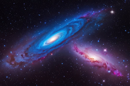 A mesmerizingly colorful galaxy, perfect for your designs related to astronomy.の素材