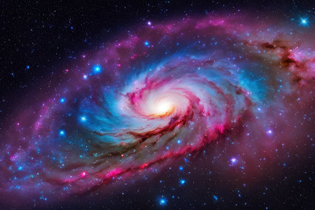 A mesmerizingly colorful galaxy, perfect for your designs related to astronomy.の素材