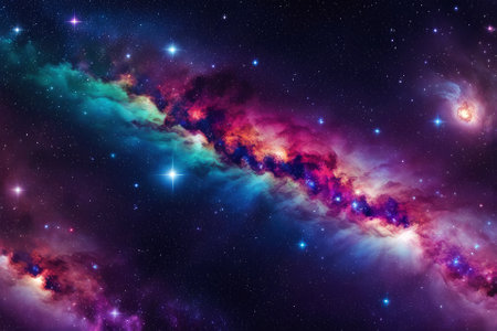 A mesmerizingly colorful galaxy, perfect for your designs related to astronomy.の素材