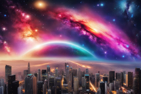 A mesmerizingly colorful galaxy, perfect for your designs related to astronomy.の素材