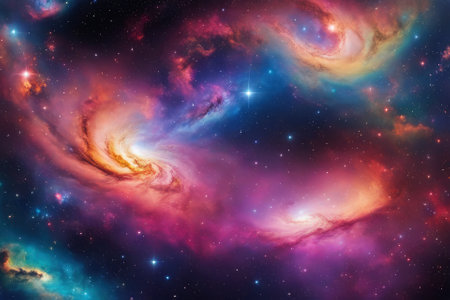 A mesmerizingly colorful galaxy, perfect for your designs related to astronomy.の素材