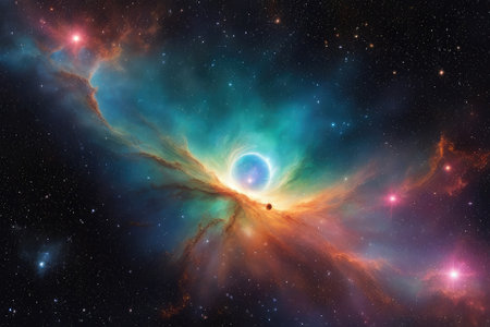 A mesmerizingly colorful galaxy, perfect for your designs related to astronomy.の素材