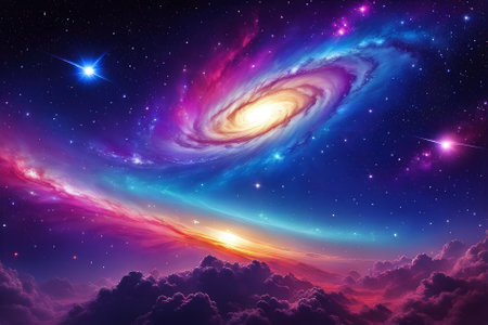 A mesmerizingly colorful galaxy, perfect for your designs related to astronomy.の素材