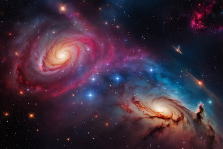 A mesmerizingly colorful galaxy, perfect for your designs related to astronomy.の素材