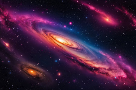 A mesmerizingly colorful galaxy, perfect for your designs related to astronomy.の素材