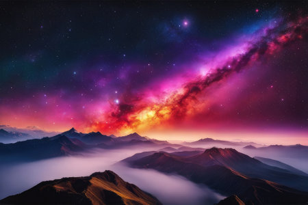 A mesmerizingly colorful galaxy, perfect for your designs related to astronomy.の素材