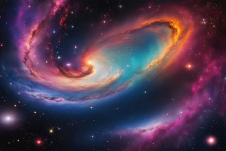 A mesmerizingly colorful galaxy, perfect for your designs related to astronomy.の素材