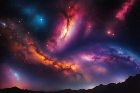 A mesmerizingly colorful galaxy, perfect for your designs related to astronomy.の素材