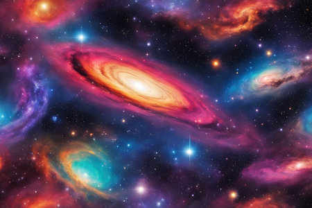 A mesmerizingly colorful galaxy, perfect for your designs related to astronomy.の素材