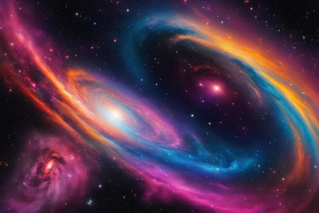 A mesmerizingly colorful galaxy, perfect for your designs related to astronomy.の素材