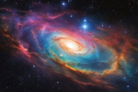 A mesmerizingly colorful galaxy, perfect for your designs related to astronomy.の素材