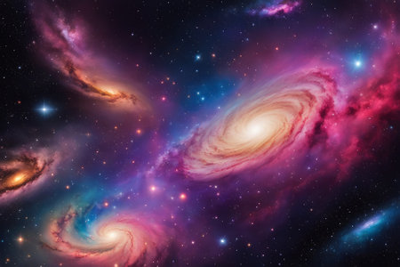 A mesmerizingly colorful galaxy, perfect for your designs related to astronomy.の素材