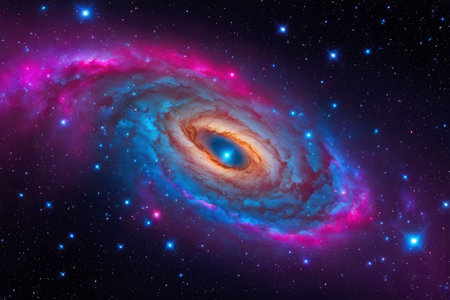 A mesmerizingly colorful galaxy, perfect for your designs related to astronomy.の素材