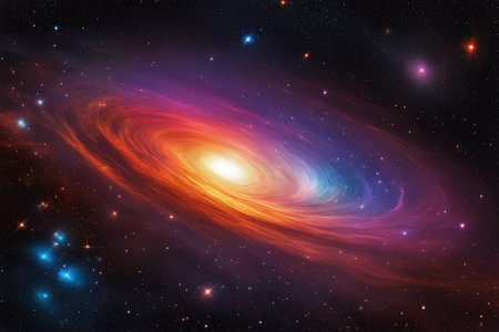 A mesmerizingly colorful galaxy, perfect for your designs related to astronomy.の素材