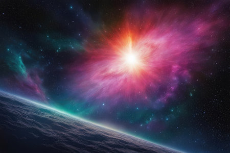 A mesmerizingly colorful galaxy, perfect for your designs related to astronomy.の素材