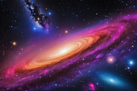 A mesmerizingly colorful galaxy, perfect for your designs related to astronomy.の素材