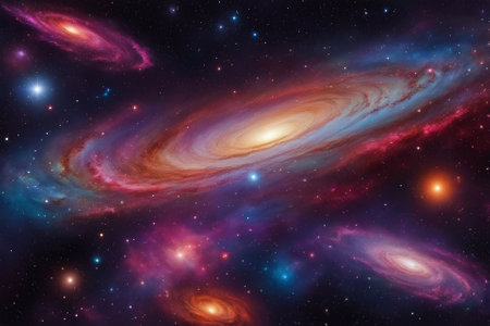 A mesmerizingly colorful galaxy, perfect for your designs related to astronomy.の素材