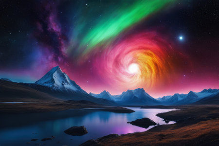 A mesmerizingly colorful galaxy, perfect for your designs related to astronomy.の素材