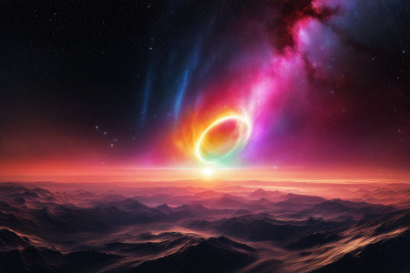 A mesmerizingly colorful galaxy, perfect for your designs related to astronomy.の素材