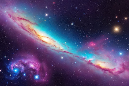 A mesmerizingly colorful galaxy, perfect for your designs related to astronomy.の素材