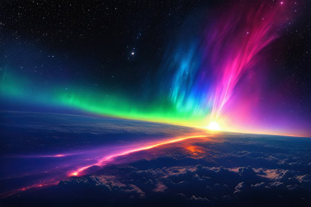 A mesmerizingly colorful galaxy, perfect for your designs related to astronomy.の素材