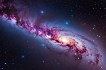 A mesmerizingly colorful galaxy, perfect for your designs related to astronomy.の素材