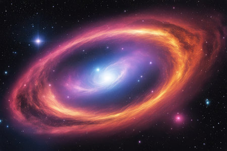 A mesmerizingly colorful galaxy, perfect for your designs related to astronomy.の素材