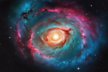 A mesmerizingly colorful galaxy, perfect for your designs related to astronomy.の素材
