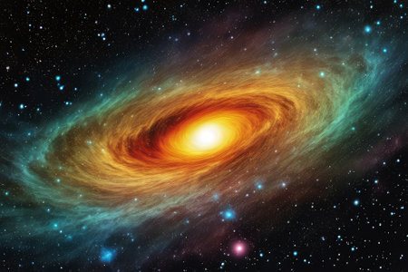 A mesmerizingly colorful galaxy, perfect for your designs related to astronomy.の素材