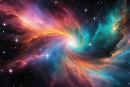 A mesmerizingly colorful galaxy, perfect for your designs related to astronomy.の素材