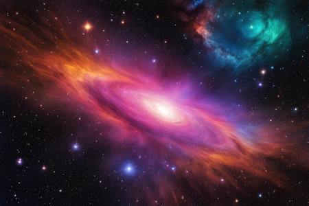 A mesmerizingly colorful galaxy, perfect for your designs related to astronomy.の素材