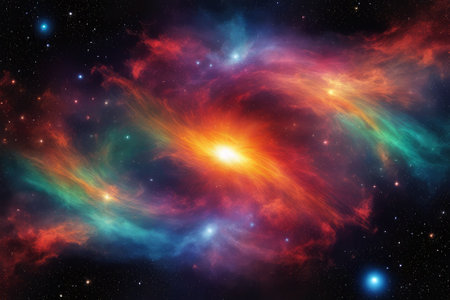 A mesmerizingly colorful galaxy, perfect for your designs related to astronomy.の素材