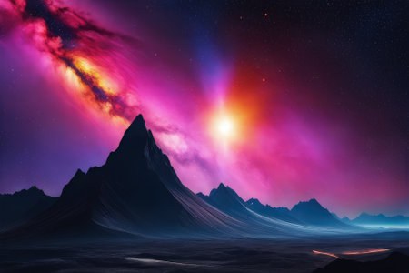 A mesmerizingly colorful galaxy, perfect for your designs related to astronomy.の素材